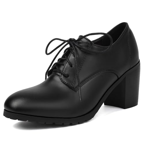 MJIASIAWA Klassischer Oxford Damen Buro Arbeit Schnüren Chunky Heel Pumps Closed Toe Business Buro Derby Formal Schuhe Schwarz Gr 40.5 EU/42 Asiatisch von MJIASIAWA