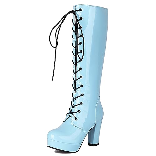 MJIASIAWA Warm Military Knee Damen Lack Winterstiefel Schnüren Fell Gefüttert Biker Riding Stiefeletten Plateau Party Kleid Blau Gr 37 EU/38 Asiatisch MJIASIAWA Warm Military Knee Damen Lack Winterstiefel Schnüren Fell Gefüttert Biker Riding Stiefeletten Plateau Party Kleid Blau Gr 37 EU/38 Asiatisch von MJIASIAWA