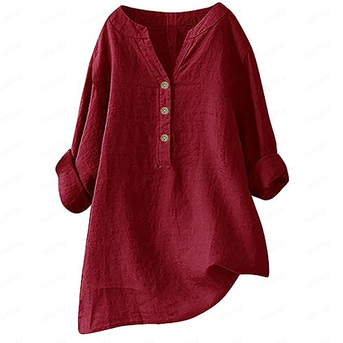 MJIQING Befristetes Angebot Musselin Bluse Damen, Leinenbluse Damen Sommer Langarm Große Größen Hemdbluse Blusenkleid Leinen Elegant Longbluse Blusenshirt Bügelfrei Tuniken Damenblusen MJIQING Befristetes Angebot Musselin Bluse Damen, Leinenbluse Damen Sommer Langarm Große Größen Hemdbluse Blusenkleid Leinen Elegant Longbluse Blusenshirt Bügelfrei Tuniken Damenblusen von MJIQING