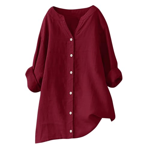 MJIQING Befristetes Angebot Musselin Bluse Damen, Leinenbluse Damen Sommer Langarm Große Größen Hemdbluse Blusenkleid Leinen Elegant Longbluse Blusenshirt Bügelfrei Tuniken Damenblusen MJIQING Befristetes Angebot Musselin Bluse Damen, Leinenbluse Damen Sommer Langarm Große Größen Hemdbluse Blusenkleid Leinen Elegant Longbluse Blusenshirt Bügelfrei Tuniken Damenblusen von MJIQING