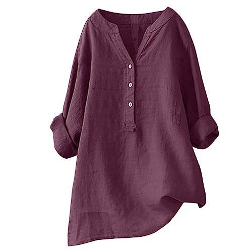 MJIQING Die Discounter Musselin Bluse Damen, Leinenbluse Damen Sommer Langarm Große Größen Hemdbluse Blusenkleid Leinen Elegant Longbluse Blusenshirt Tuniken Damenblusen MJIQING Die Discounter Musselin Bluse Damen, Leinenbluse Damen Sommer Langarm Große Größen Hemdbluse Blusenkleid Leinen Elegant Longbluse Blusenshirt Tuniken Damenblusen von MJIQING