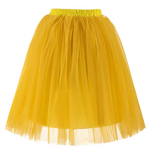 Tüllrock Damen Unterrock Tütü Rock Hohe Taille Elastische Petticoat Tüllrock Party Rockabilly Tüll Rock Midirock Crinoline Tanzrock Ballettrock Cosplay Festliche Kostüm von MJIQING