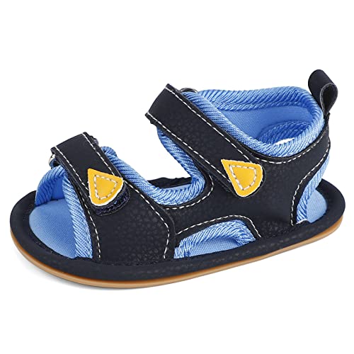 MK MATT KEELY Baby Sandalen Mädchen Jungen Sommer Krabbelschuhe Lauflernschuhe mit Gummi Anti-Rutsch Sohlen,Blau,3-6Monate von MK MATT KEELY