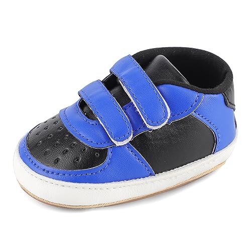 MK MATT KEELY Baby Schuhe Jungen PU Leder 1 Jahr Lauflernschuhe Krabbelschuhe Sneaker mit Weiche Anti-Rutsch Sohle,Blau,6-12 Monate von MK MATT KEELY