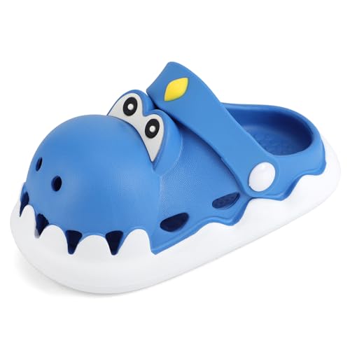 MK MATT KEELY Kinder Dinosaurier Clogs Jungen Mädchen Sommer Hausschuhe Garden Beach Sandalen Drinnen Draußen,Blau,EU 23/24 von MK MATT KEELY