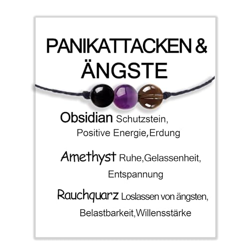 MKISHINE Grußkarte Kristall Armband PANIKATTACKEN & Angst Geschenk Panic Attacks Genuine Crystal Healing Lieblingsmensch Beste Freundin Herzensmensch von MKISHINE