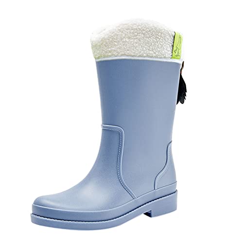 MKIUHNJ Gummistiefel Regenstiefel Damen Modische Regenschuhe für Damen, Wasserdichte Schuhe, Küche, Gummischuhe, Weicher Boden, Bequeme Winterregenstiefel mit Mittlerem Rohr Regenschuhe Damen von MKIUHNJ