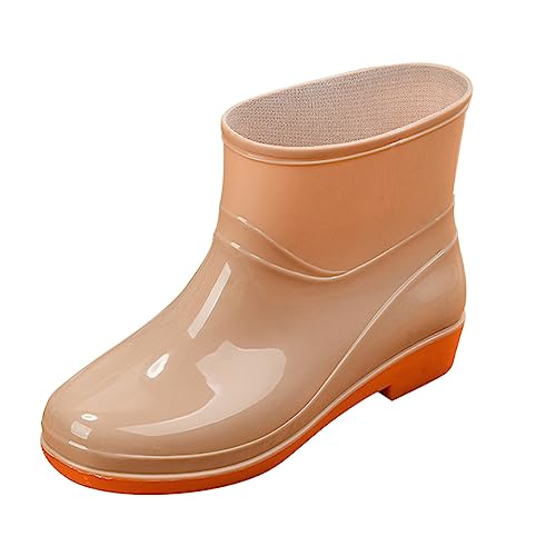 MKIUHNJ Stiefel Damen Gummistiefel Kurz Damen Damen-Regenschuhe, Bequeme Leichte -Regenstiefel, Gefrostete Outdoor-Regenstiefel Regen Boots Arbeitsschuhe für Damen Kurzstiefel Gummistiefel Damen Kurz von MKIUHNJ