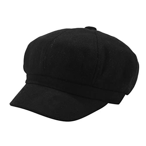 Schirmmütze Herren Schiebermütze Schwarz Driving Flatcap Newsboy Cap Sommerhut Damen Solide Hut Maler Beret Winter News Boy Mütze koreanische Frauen Vintage-Kappe Hut Damen elegant von MKIUHNJ