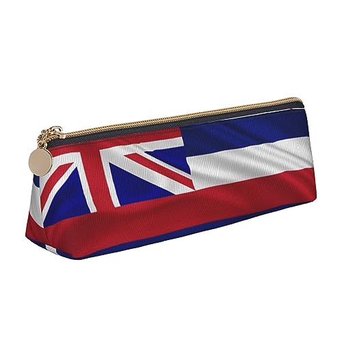 Antelope Canyon Dreieck Leder Federmäppchen für Mädchen Jungen, Stifteetui & Make-up-Tasche für Studenten, Schule, Büro, College, Flagge von Hawaii Amerikanisch, Einheitsgröße, Schulranzen von MKNAZ