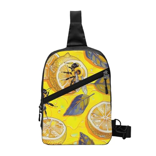Faltbare Schultertasche mit gelbem Zitronen- und Bienendruck, leicht, lässig, Umhängetasche, Wanderrucksack für Herren, Damen, Kinder, Schwarz , Einheitsgröße, Wanderrucksack Faltbare Schultertasche mit gelbem Zitronen- und Bienendruck, leicht, lässig, Umhängetasche, Wanderrucksack für Herren, Damen, Kinder, Schwarz , Einheitsgröße, Wanderrucksack von MKNAZ
