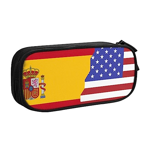 Federmäppchen mit amerikanischer Flagge für Mädchen und Jungen, großes Fassungsvermögen, doppellagiges Stifteetui und Make-up-Tasche für Studenten, Künstler, Schule, Büro, College, Schwarz , von MKNAZ