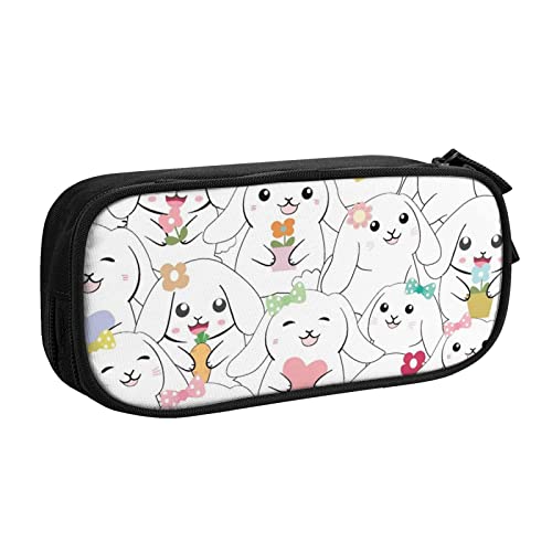 Federmäppchen mit niedlichem Cartoon-Motiv und Kaninchen, für Mädchen und Jungen, großes Fassungsvermögen, doppellagig, Stifteetui & Make-up-Tasche für Studenten, Künstler, Schule, Büro, College, von MKNAZ