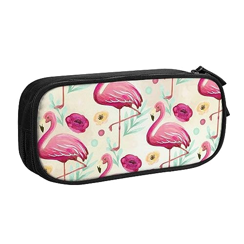 Flamingo Federmäppchen für Mädchen und Jungen, großes Fassungsvermögen, doppellagiges Stifteetui & Make-up-Tasche für Studenten, Künstler, Schule, Büro, College, Schwarz , Einheitsgröße, Schulranzen von MKNAZ