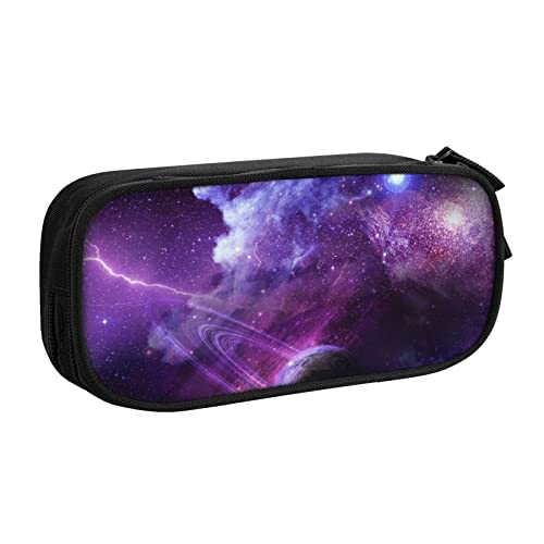 Galaxy Sky Federmäppchen für Mädchen und Jungen, großes Fassungsvermögen, doppellagiges Stifteetui & Make-up-Tasche für Studenten, Künstler, Schule, Büro, College, Schwarz , Einheitsgröße, Schulranzen von MKNAZ