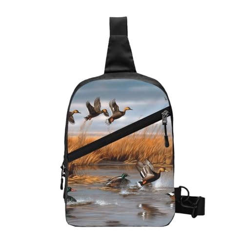 Jagd fliegende wilde Ente 2 bedruckte faltbare Schultertasche – leicht, lässig, Umhängetasche, Wanderrucksack für Herren, Damen, Kinder, Schwarz , Einheitsgröße, Wanderrucksack Jagd fliegende wilde Ente 2 bedruckte faltbare Schultertasche – leicht, lässig, Umhängetasche, Wanderrucksack für Herren, Damen, Kinder, Schwarz , Einheitsgröße, Wanderrucksack von MKNAZ