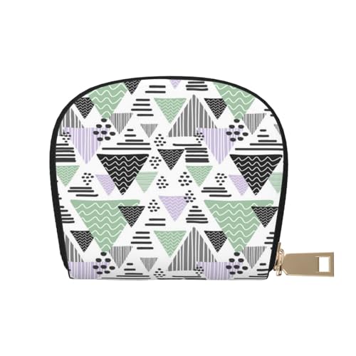 MKNAZ Berg Wasserfall gedruckt Leder Kreditkartenetui Brieftasche für Männer Frauen | Kartenetui Organizer Tasche mit Reißverschluss, Design: Geometrisches Dreieck, Einheitsgröße, Kartenhalter von MKNAZ