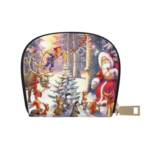 MKNAZ Bunte Schmetterling gedruckt Leder Kreditkartenetui Brieftasche für Männer Frauen | Kartenetui Organizer Tasche mit Reißverschluss, Der Weihnachtsmann und sein Partner, Einheitsgröße, von MKNAZ