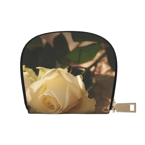 MKNAZ Golfplatz Bedrucktes Leder Kreditkartenetui Brieftasche für Männer Frauen | Kartenetui Organizer Tasche mit Reißverschluss, Romantische Rosen, Einheitsgröße, Kartenhalter von MKNAZ