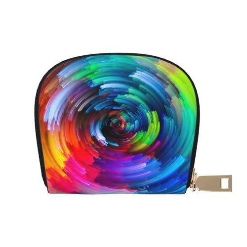 MKNAZ Kreditkartenetui mit Halloween-Totenkopf-Motiv, Leder, für Herren und Damen, Kartenetui, Organizer-Tasche mit Reißverschluss, Bunte Regenbogenspirale, Einheitsgröße, Kartenhalter von MKNAZ