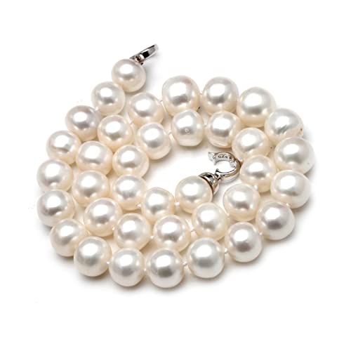 MKNAZ Mode-Accessoires 12-13mm runde natürliche Süßwasser-große Perlenkette Frauen, ethnische gute Glanz-Perlen-Korn-Halsketten-Mutter-Geschenk-Jahrestag erfüllen (Size : 40cm) von MKNAZ