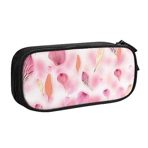 Pink Petals Federmäppchen für Mädchen und Jungen, großes Fassungsvermögen, doppellagiges Stifteetui & Make-up-Tasche für Studenten, Künstler, Schule, Büro, College, Schwarz , Einheitsgröße, von MKNAZ