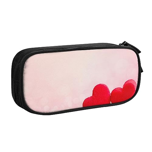 Rotes Herz rosa Glitzer Federmäppchen für Mädchen Jungen, große Kapazität, doppellagiges Stifteetui & Make-up-Tasche für Studenten, Künstler, Schule, Büro, College, Schwarz , Einheitsgröße, von MKNAZ