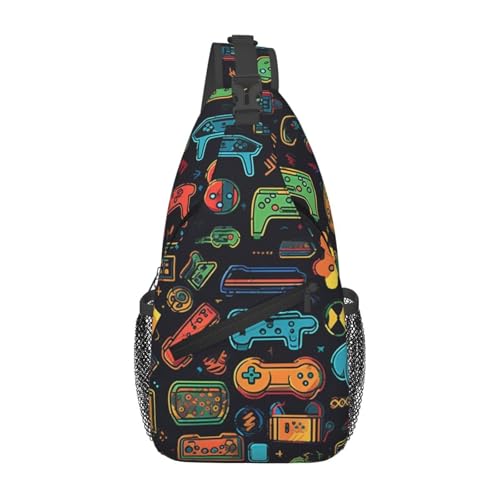 Schultertasche mit Gaming-Motiv, bedruckt, für Herren und Damen, leichte Umhängetasche für Schule, Wandern, Radfahren, Reisen, Schwarz , Einheitsgröße, Wanderrucksack Schultertasche mit Gaming-Motiv, bedruckt, für Herren und Damen, leichte Umhängetasche für Schule, Wandern, Radfahren, Reisen, Schwarz , Einheitsgröße, Wanderrucksack von MKNAZ