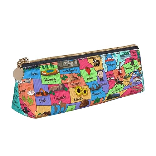 Staffel Aquarellfarben der Kräuter Blumen Dreieck Leder Federmäppchen für Mädchen Jungen, Stifteetui & Make-up-Tasche für Studenten, Schule, Büro, College, Amerikanische Karte, Einheitsgröße, von MKNAZ