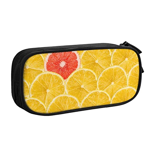 Summer Lemon Federmäppchen für Mädchen und Jungen, großes Fassungsvermögen, doppellagiges Stifteetui & Make-up-Tasche für Studenten, Künstler, Schule, Büro, College, Schwarz , Einheitsgröße, von MKNAZ