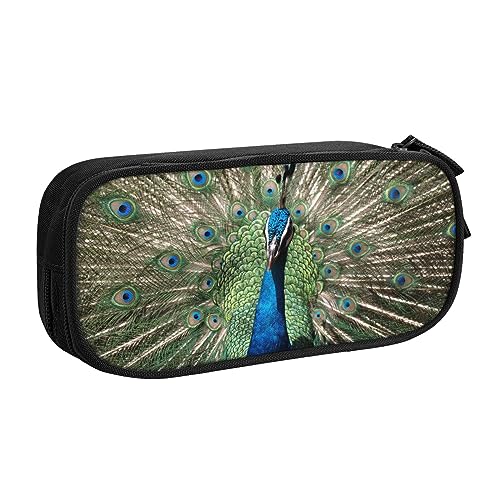 The Peacock Federmäppchen für Mädchen und Jungen, großes Fassungsvermögen, doppellagiges Stifteetui & Make-up-Tasche für Studenten, Künstler, Schule, Büro, College, Schwarz , Einheitsgröße, von MKNAZ