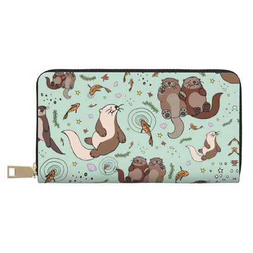 MLTRFGJ Elch Mountain Pine Tree Wilderness Durable Printed and Fashionable Leather Wallet with Secure Zipper Closure, Otter, Einheitsgröße von MLTRFGJ