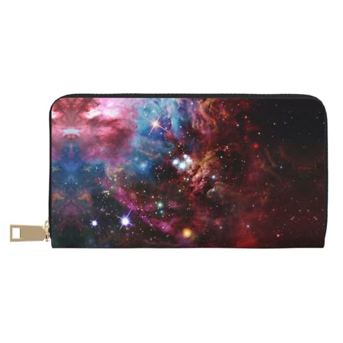 MLTRFGJ Elch Mountain Pine Tree Wilderness Durable Printed and Fashionable Leather Wallet with Secure Zipper Closure, Sternenhimmel Deep Outer Space, Einheitsgröße von MLTRFGJ