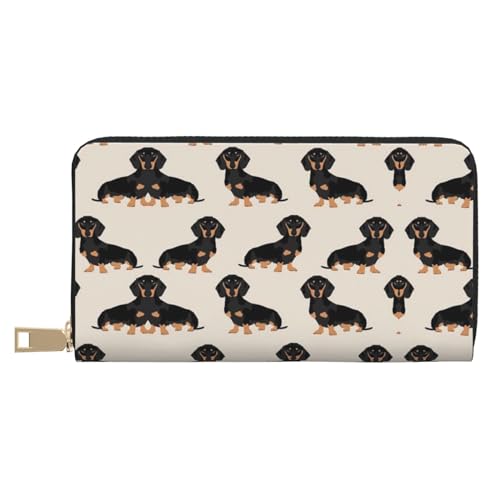 MLTRFGJ Gecko Lizards Durable Printed and Fashionable Leather Wallet with Secure Zipper Closure, Dackel Hund, Einheitsgröße von MLTRFGJ