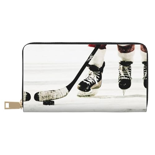 MLTRFGJ Gecko Lizards Durable Printed and Fashionable Leather Wallet with Secure Zipper Closure, Eishockeymuster, Einheitsgröße von MLTRFGJ