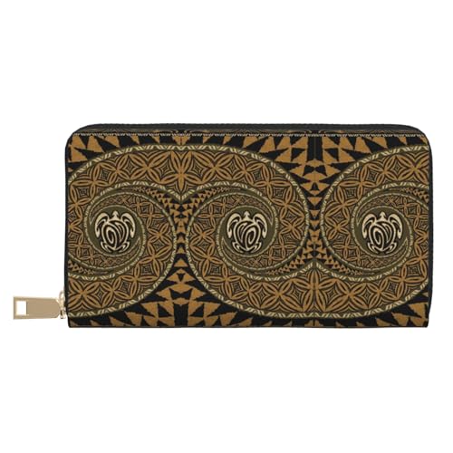 MLTRFGJ Gecko Lizards Durable Printed and Fashionable Leather Wallet with Secure Zipper Closure, Hawaiianische Tapa Honu Schildkröte, Einheitsgröße von MLTRFGJ