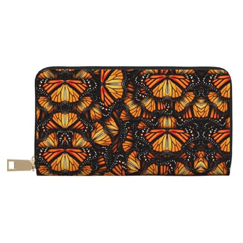 MLTRFGJ Gecko Lizards Durable Printed and Fashionable Leather Wallet with Secure Zipper Closure, Heaps of Orange Monarch Schmetterlinge, Einheitsgröße von MLTRFGJ