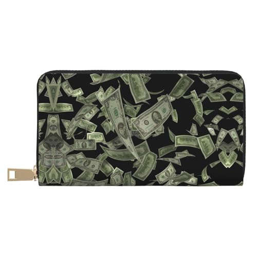 MLTRFGJ Magic Witch Witchcraft Bohemian Drawing Durable Printed and Fashionable Leather Wallet with Secure Zipper Closure, Dollar Zeichen Geld, Einheitsgröße von MLTRFGJ