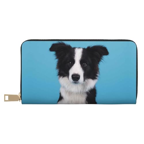 MLTRFGJ Ocean Beach Pineapple Geldbörse aus strapazierfähigem und modischem Leder mit sicherem Reißverschluss, Border Collie, Einheitsgröße von MLTRFGJ