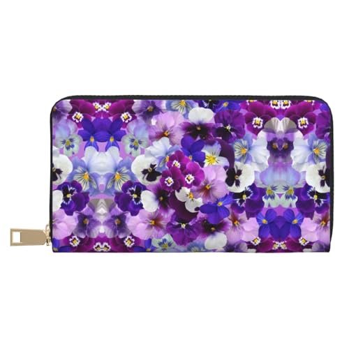 MLTRFGJ Pebble Stone Durable Printed and Fashionable Leather Wallet with Secure Zipper Closure, Violette Blume, Einheitsgröße von MLTRFGJ