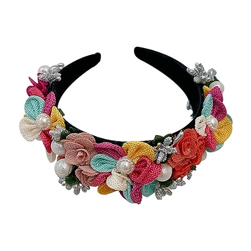 Elegante Breite Haarbänder Fotoautomaten Requisiten Breites Stirnband Party Kopfbedeckung Gepolstertes Stirnband Für Musikfestivals Blumen Stirnband Für Frauen Gepolstertes Stirnband Für Frauen von MLWSKERTY