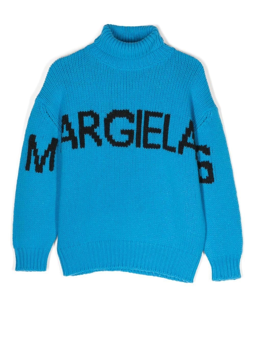 MM6 Maison Margiela Kids Intarsien-Pullover mit Logo - Blau von MM6 Maison Margiela Kids