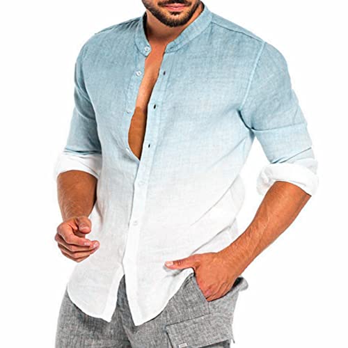 Herren-Hemd mit Farbverlauf, lässig, Knopfleiste, kurzärmelig, für Strand Sommer Schwarze Hemden Männer von MMOOVV