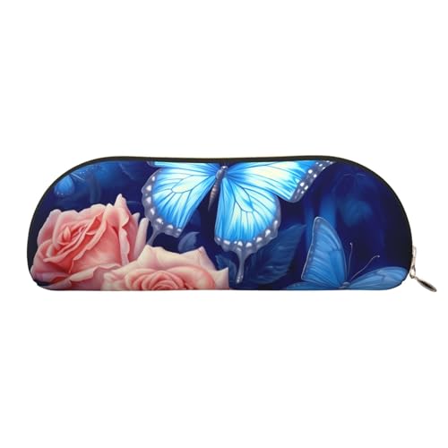 MMSJSBVY Lying Tiger Federmäppchen aus Leder – halbrunder Organizer mit Reißverschluss für Stifte, Kosmetik und Reisen, Schmetterlinge auf Rosen, Einheitsgröße, Schulranzen MMSJSBVY Lying Tiger Federmäppchen aus Leder – halbrunder Organizer mit Reißverschluss für Stifte, Kosmetik und Reisen, Schmetterlinge auf Rosen, Einheitsgröße, Schulranzen von MMSJSBVY