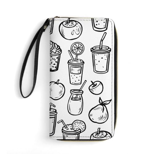 Geldbörse im Kritzel-Stil, bedrucktes Leder, Kartenhalter mit Handschlaufe, geeignet für Männer und Frauen, Doodle-Stil, 19,8 x 10,4 x 2,5 cm, modern, Becher im Kritzel-Stil, 7.8 x 4.1 x 1 inches, Geldbörse im Kritzel-Stil, bedrucktes Leder, Kartenhalter mit Handschlaufe, geeignet für Männer und Frauen, Doodle-Stil, 19,8 x 10,4 x 2,5 cm, modern, Becher im Kritzel-Stil, 7.8 x 4.1 x 1 inches, von MNKTC