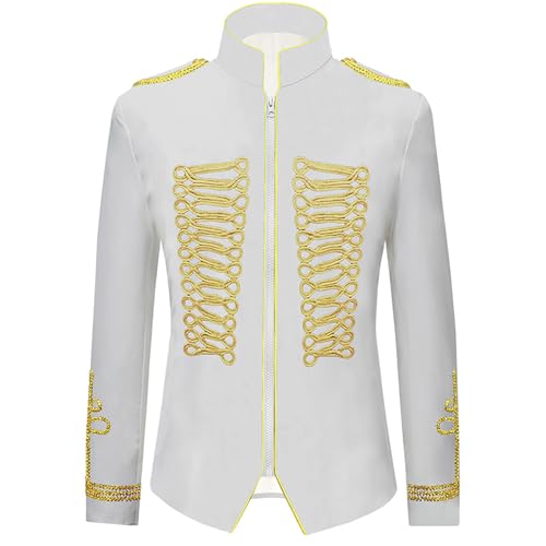 Jacke Herren Military Marching Band Drummer Music Festival Parade Mittelalter Jack Steampunk Emo Punk Rock Goth Offizier Parade Jacke Anzugjacke mit goldfarbener Stickerei Blazer Jacke Herren Military Marching Band Drummer Music Festival Parade Mittelalter Jack Steampunk Emo Punk Rock Goth Offizier Parade Jacke Anzugjacke mit goldfarbener Stickerei Blazer von MNRIUOCII