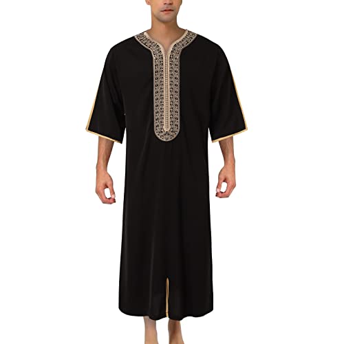 MNSWR Herren Muslimische Kleider 2-teiliges Set Hemd Und Hose Arabisches Gewand Muslimisch Männer Marokkanische Robe Muslimisches Herren Muslim Robe Herren Morgenmantel Leicht Sommer Hemden Für He von MNSWR