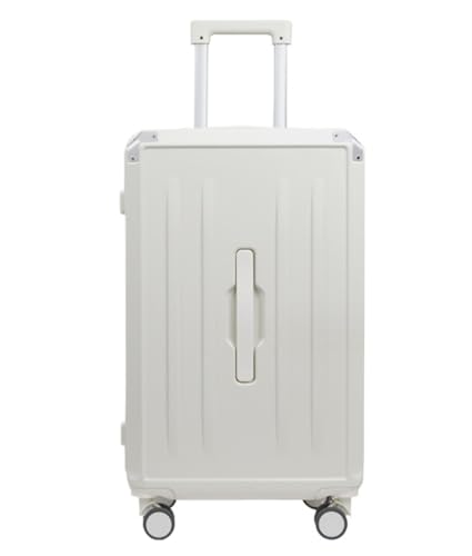 MOBAAK Koffer Reisekoffer Mit Rollen Gepäck Für Damen-Koffer Mit Getränkehalter, USB-Spinnerräder, Hartschalengepäck Mit Schloss Koffer & Trolleys (Color : White, Size : 20in) von MOBAAK