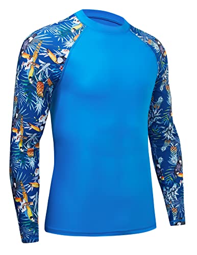 MOCOLY Herren UV Schutz Surf Shirt Wasserdicht Rashguard Schnelltrocknend Badeshirt Langarm Compression Shirt Funktionsshirt zum Schwimmen Surfen Segeln BJJ Sport Wandern Outdoor Königsblau M von MOCOLY