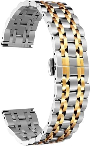 MODBAND 316L Edelstahl-Uhrenarmband, hochwertiges Ersatz-Uhrenarmband, 6 Farben für Damen und Herren, Gold, Silber, Schwarz, Roségold, Goldton (Color : Gold Tone, Size : 12mm) von MODBAND